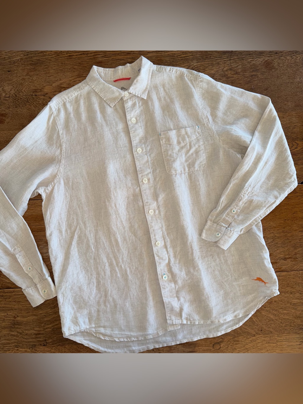 Tommy Bahama 100% Linen Men's Light Beige Linen Button-Up Shirt